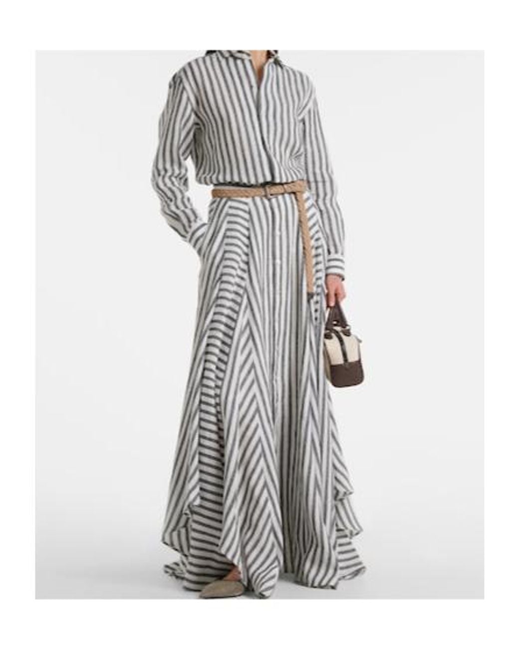 Ralph Lauren White Capri Striped Linen Shirt