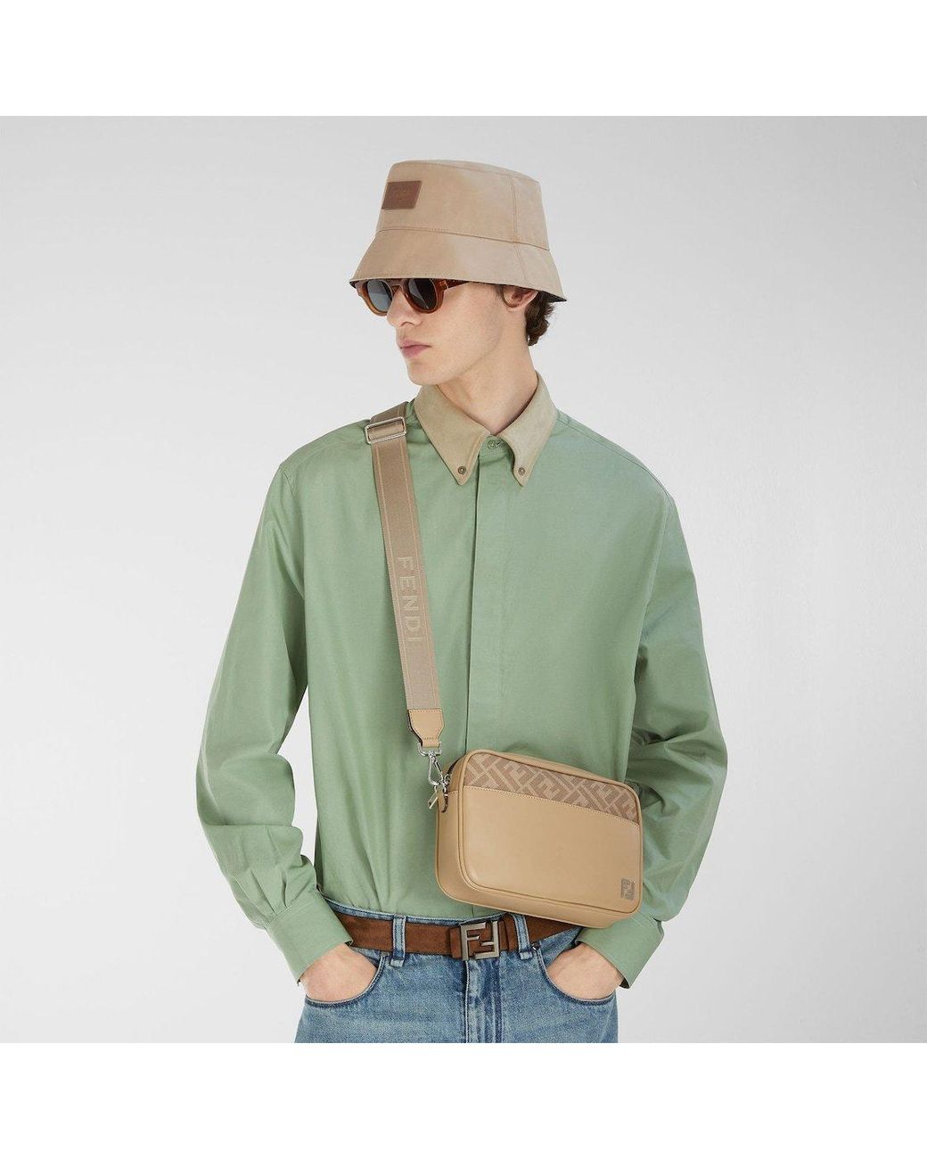 Fendi Natural Logo Patch Bucket Hat for men