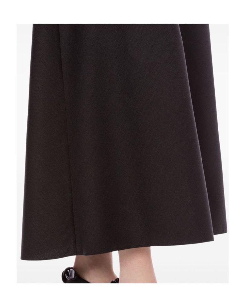 Alberta Ferretti Black Dark High-Waisted Midi Skirt