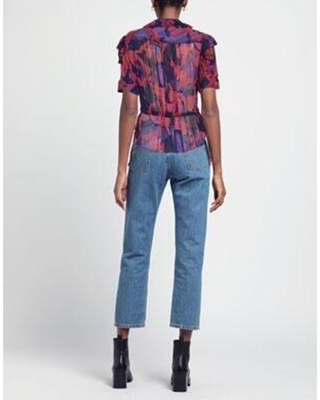 Isabel Marant Purple Vintage Color-Block Printed Short Sleeve T-Shirt