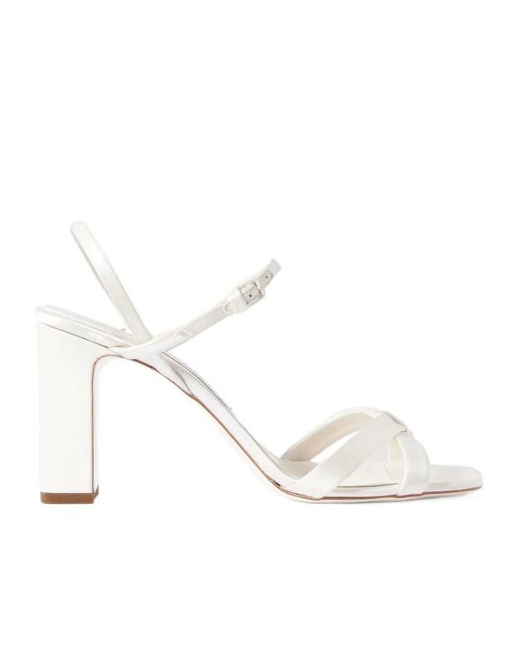 Jimmy Choo White Elsy Buckle-Strap Sandals