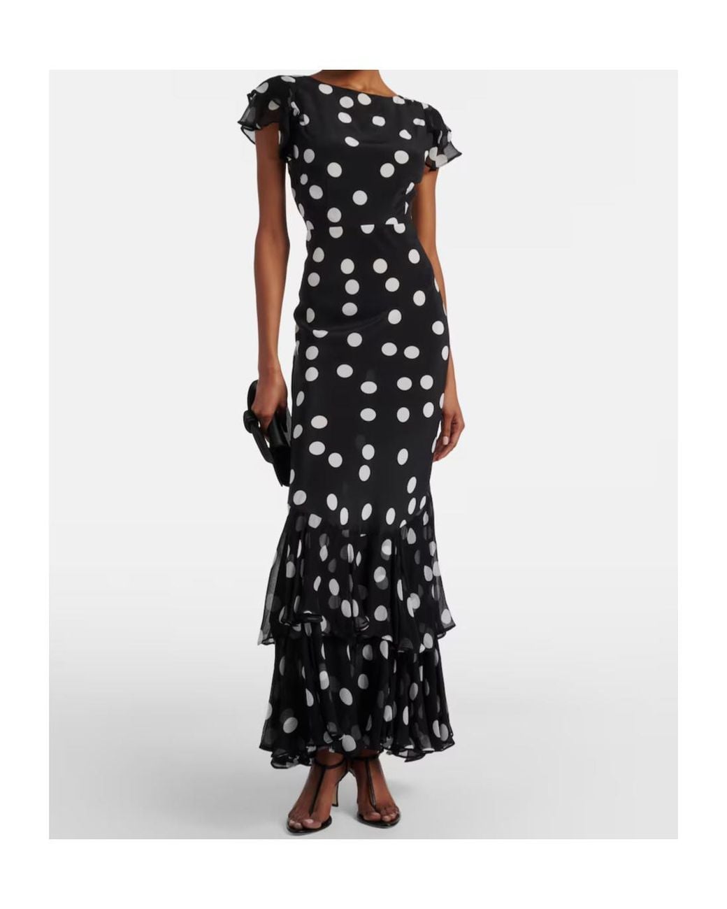 Rixo Black Ordinia Polka Dot Silk Dress