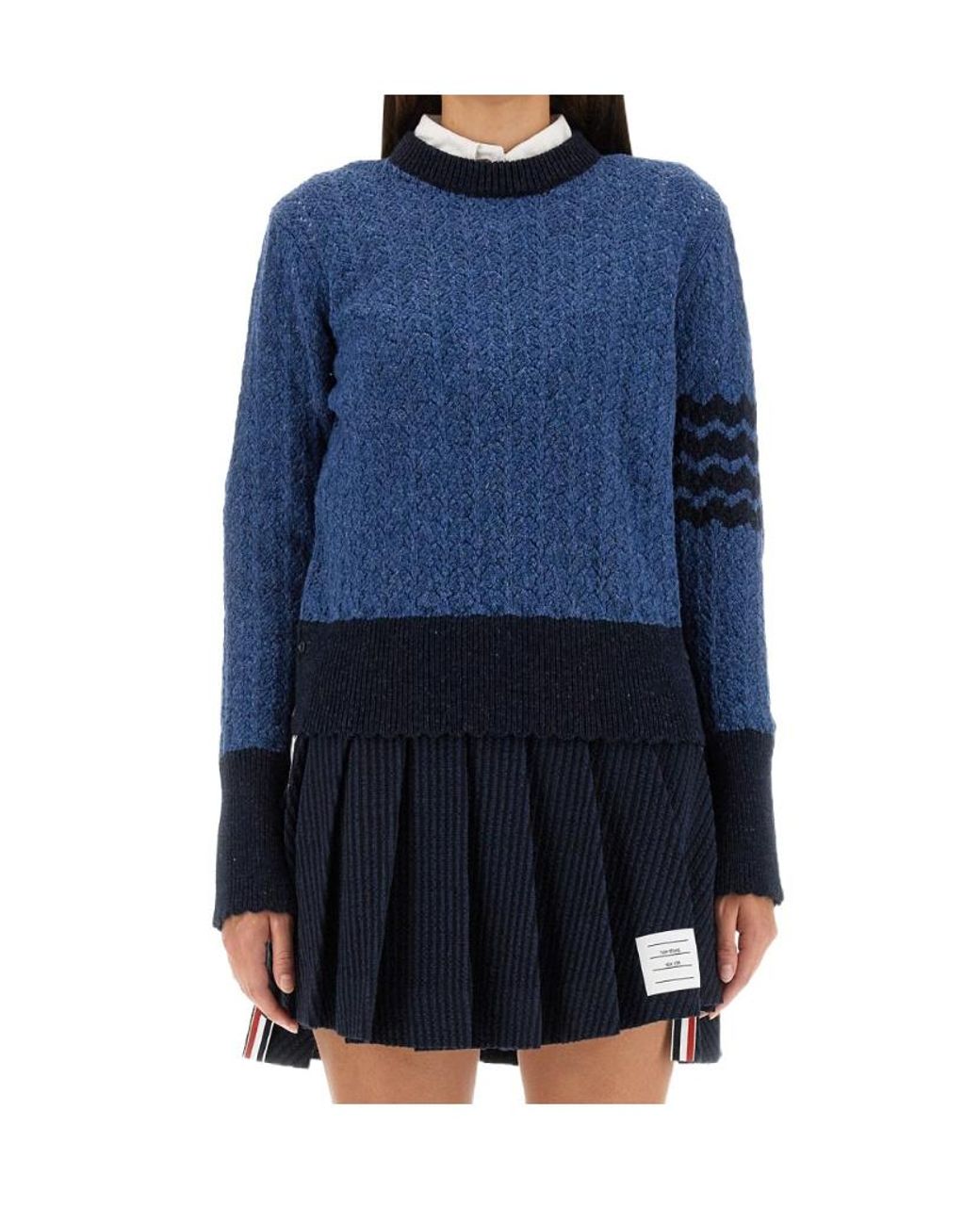 Thom Browne Blue 4-Bar Striped Sweater