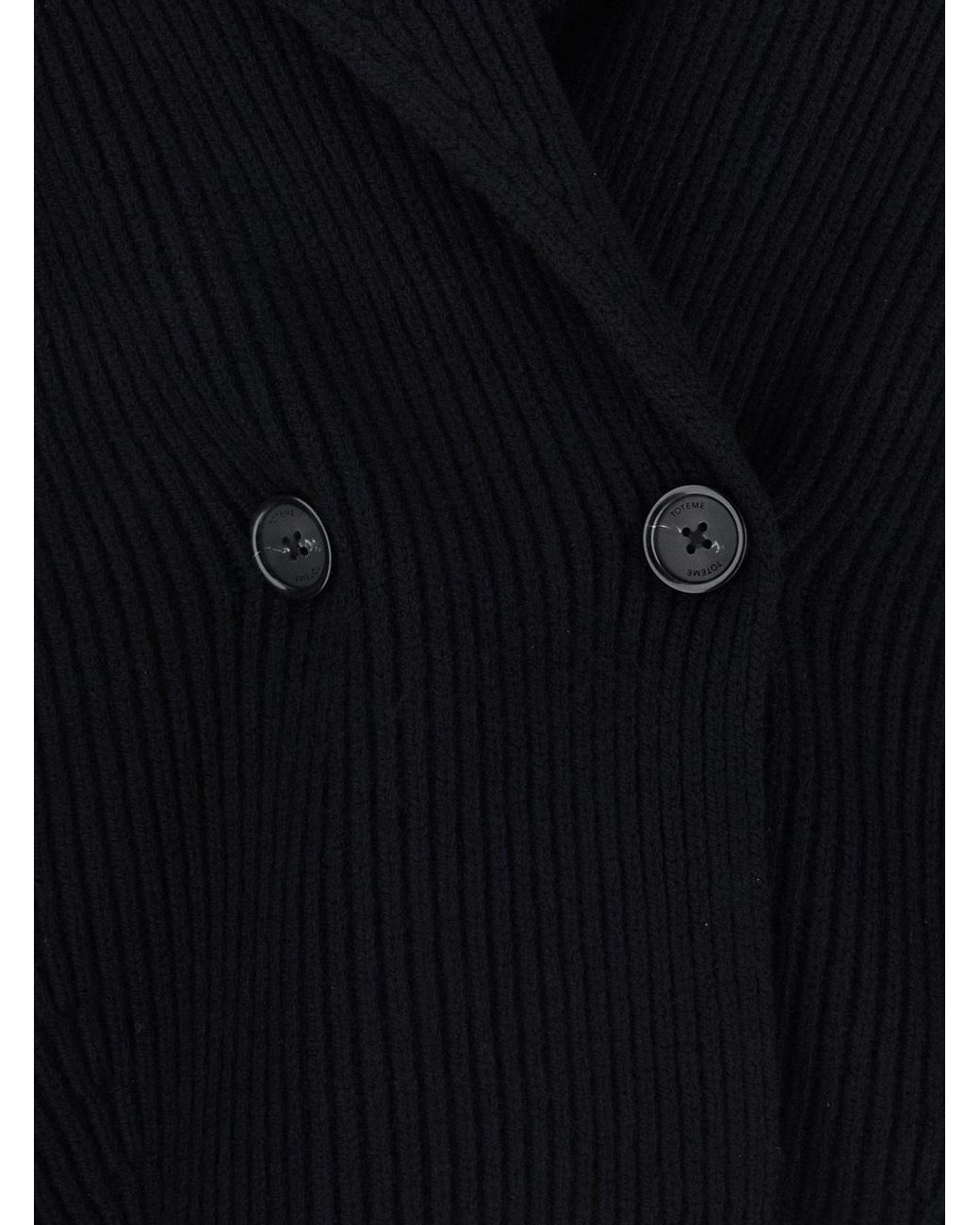Totême Black Collared Long-Sleeved Knit Sweater