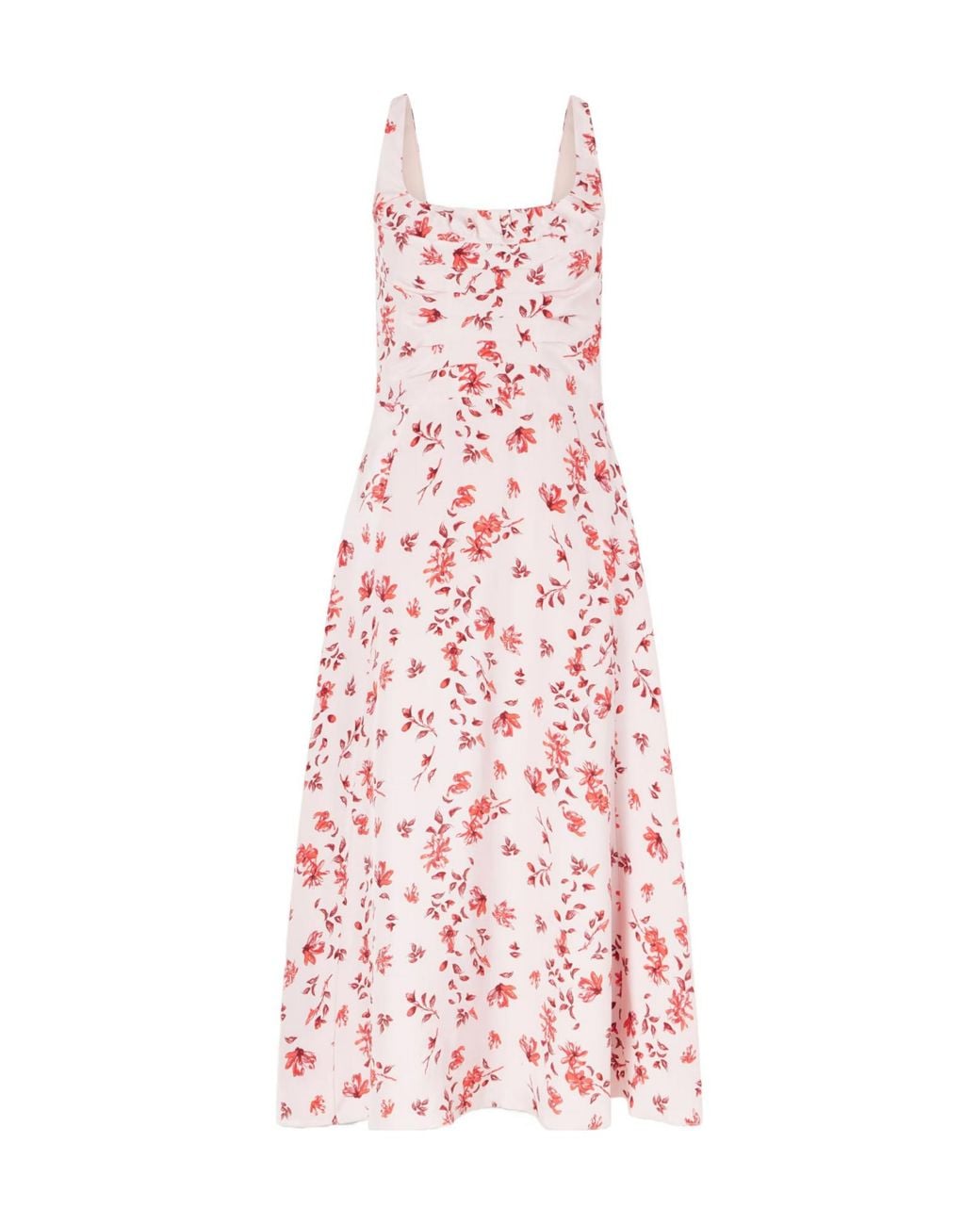Emilia Wickstead Pink Verena Ruched Floral-Print Silk Midi Dress