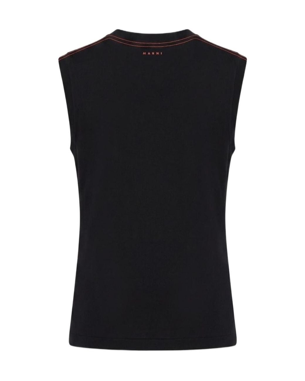 Marni Black Sleeveless Embroidered T-Shirt