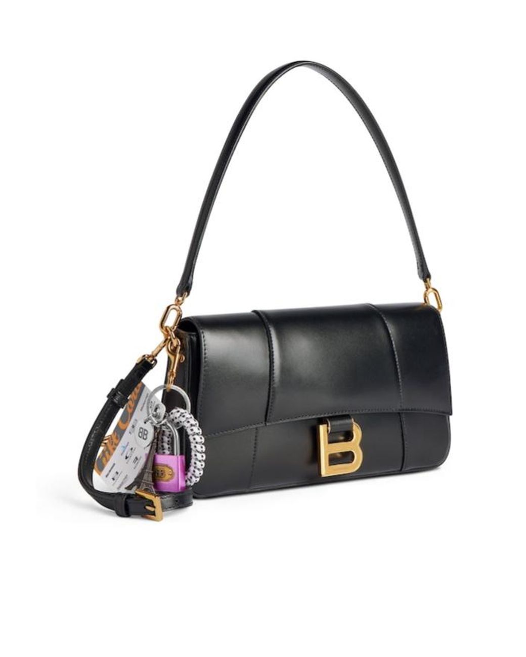 【 BALENCIAGA 】 Hourglass スリングバッグ ミディアム Balenciaga Hourglass Medium Sling Bag With Charms in Black