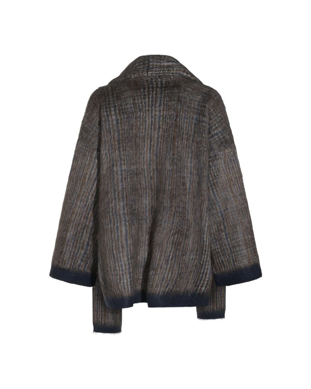 Brunello Cucinelli Gray Prince Of Wales Scarf Double Knit Outerwear Jacket