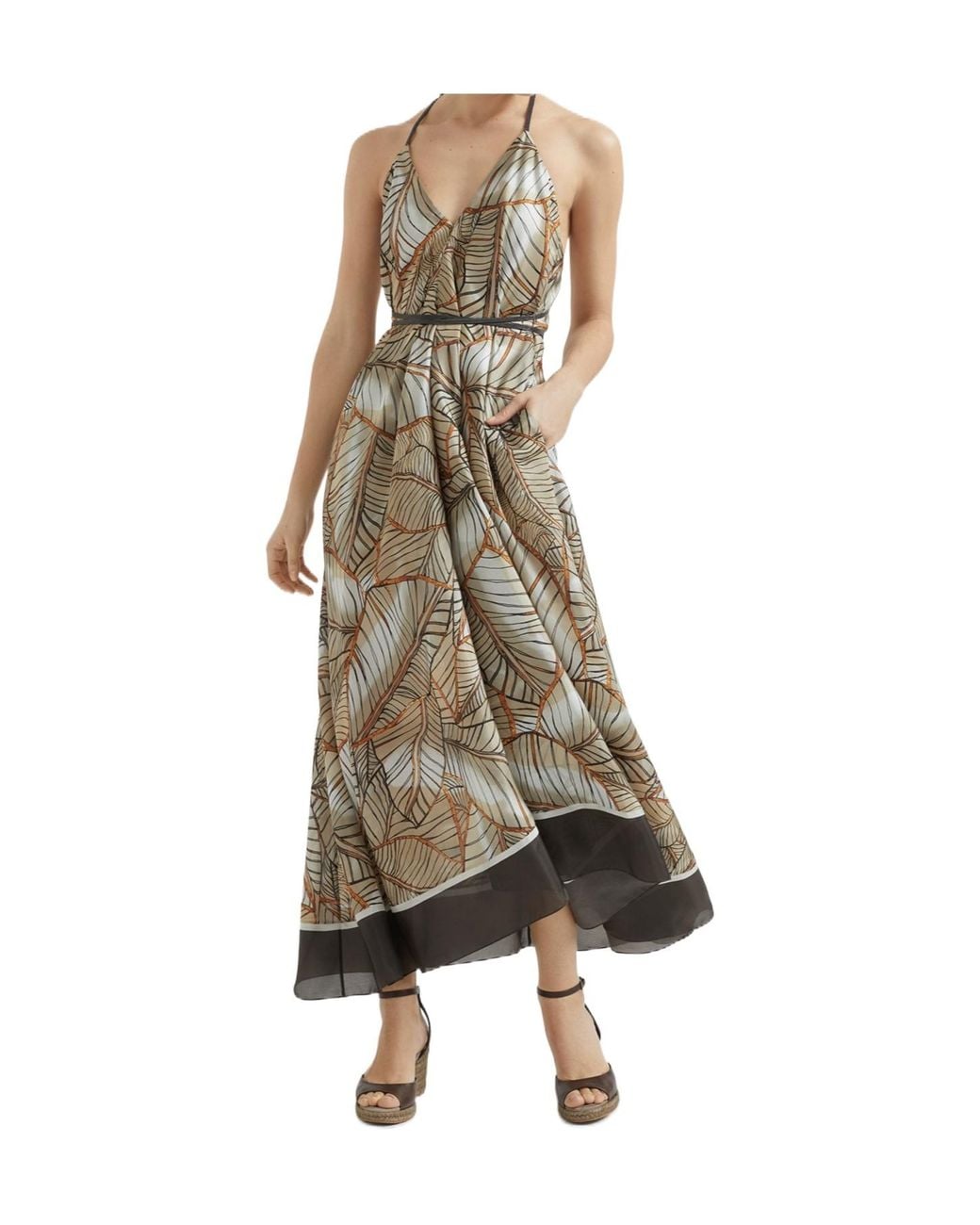 Brunello Cucinelli Natural Monili Chain-Detail Dress