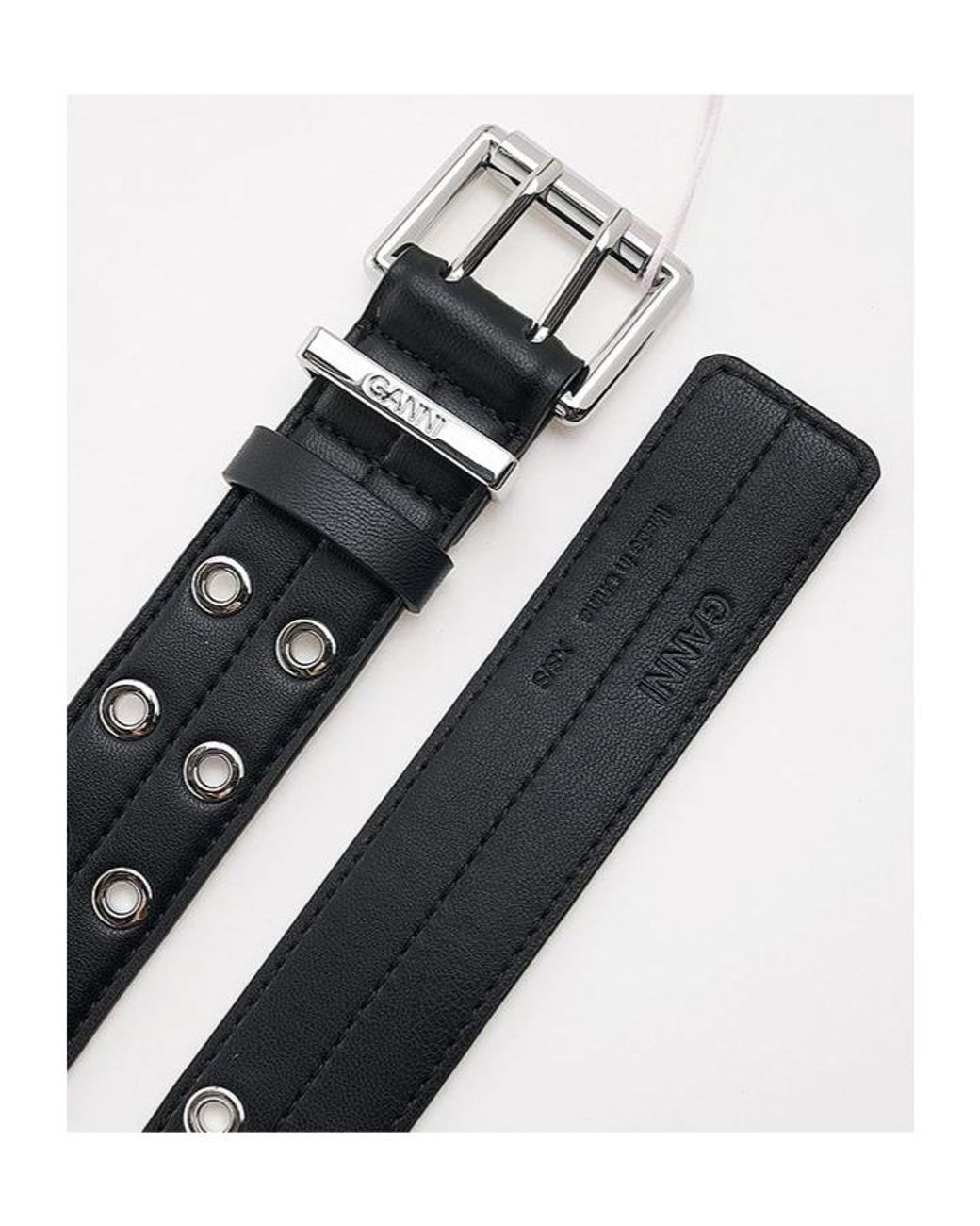 Ganni White Double-Eyelet Belt