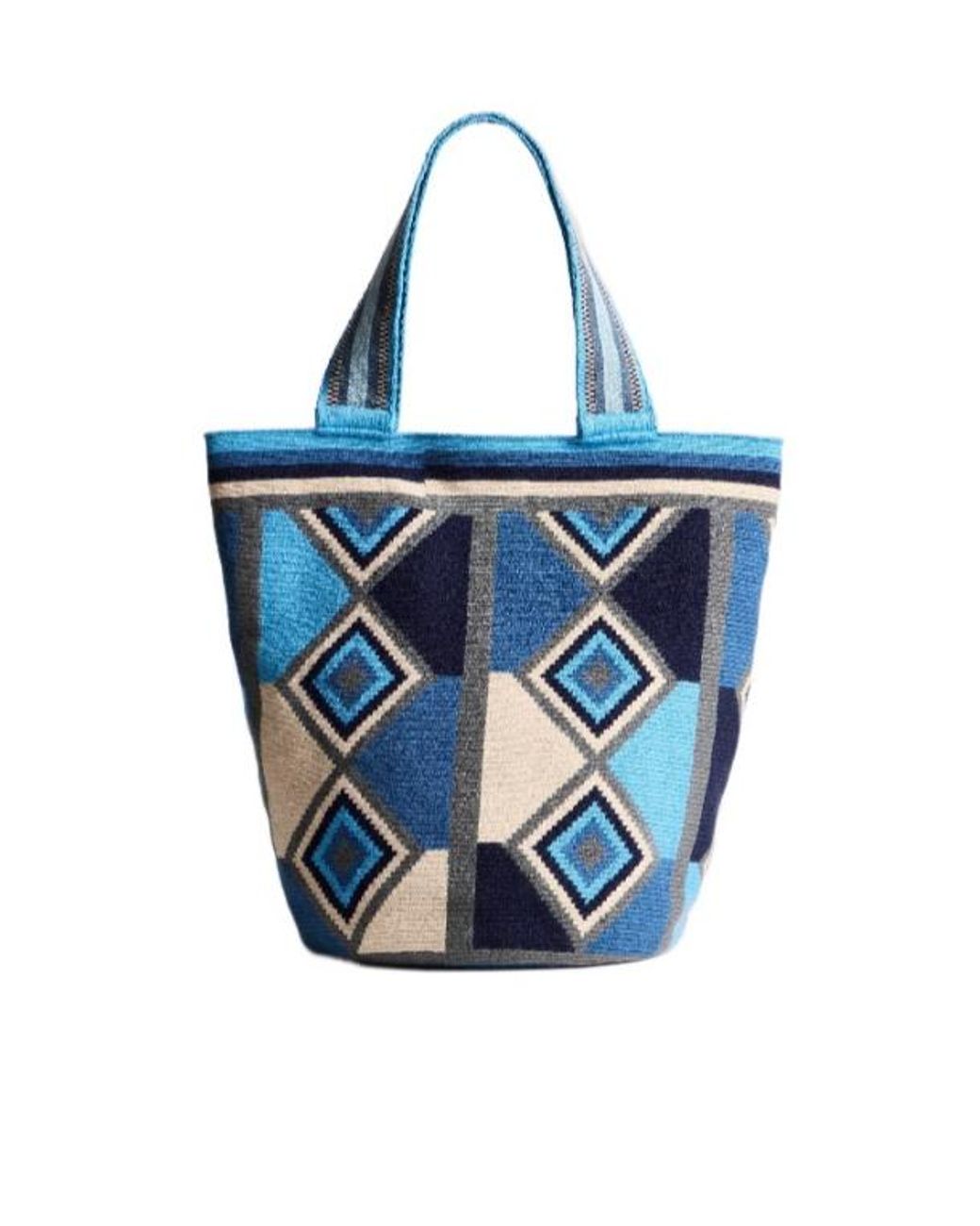J.W. Anderson Blue Jw Anderson Pattern-Intarsia Knitted Tote Bag