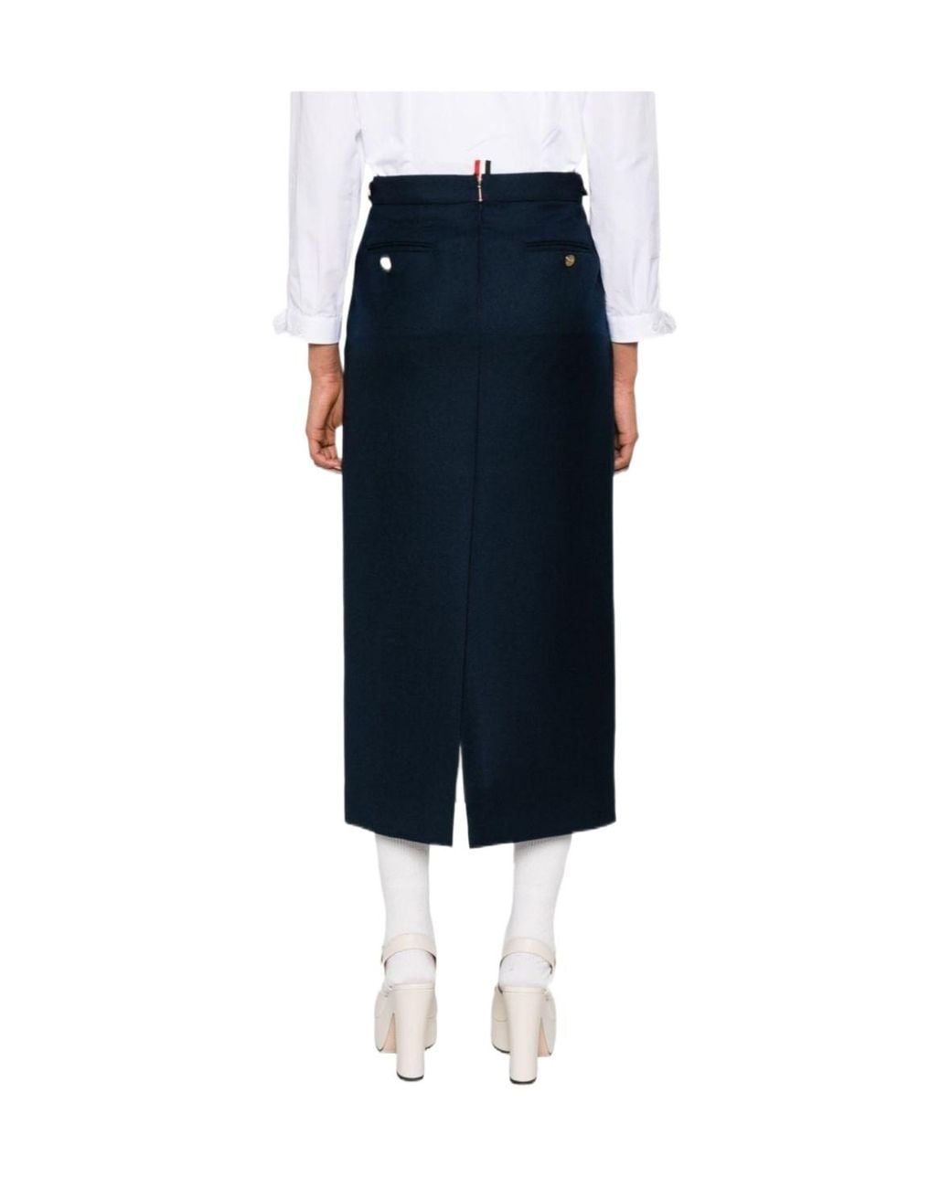 Thom Browne Blue Stripe Detailed Skirt