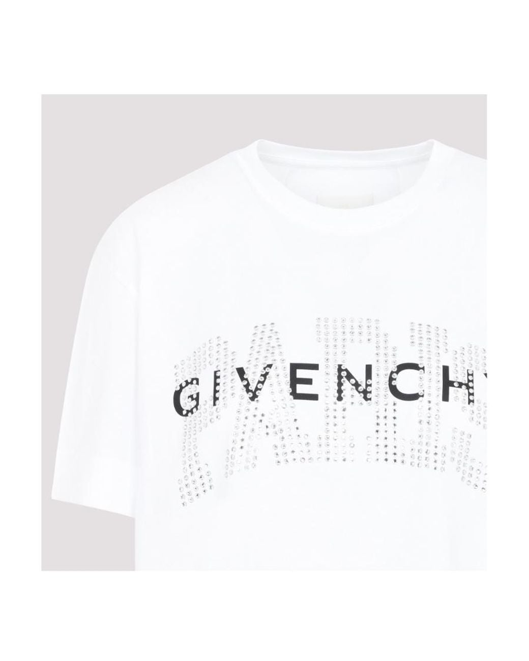 Givenchy White Logo Embellished Crewneck T-Shirt