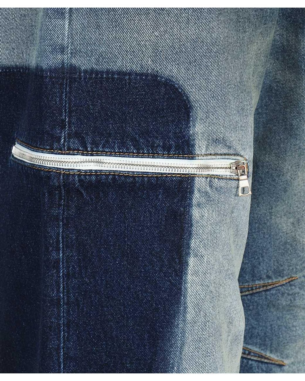 Palm Angels Blue Logo Patch Loose-Fit Jeans for men