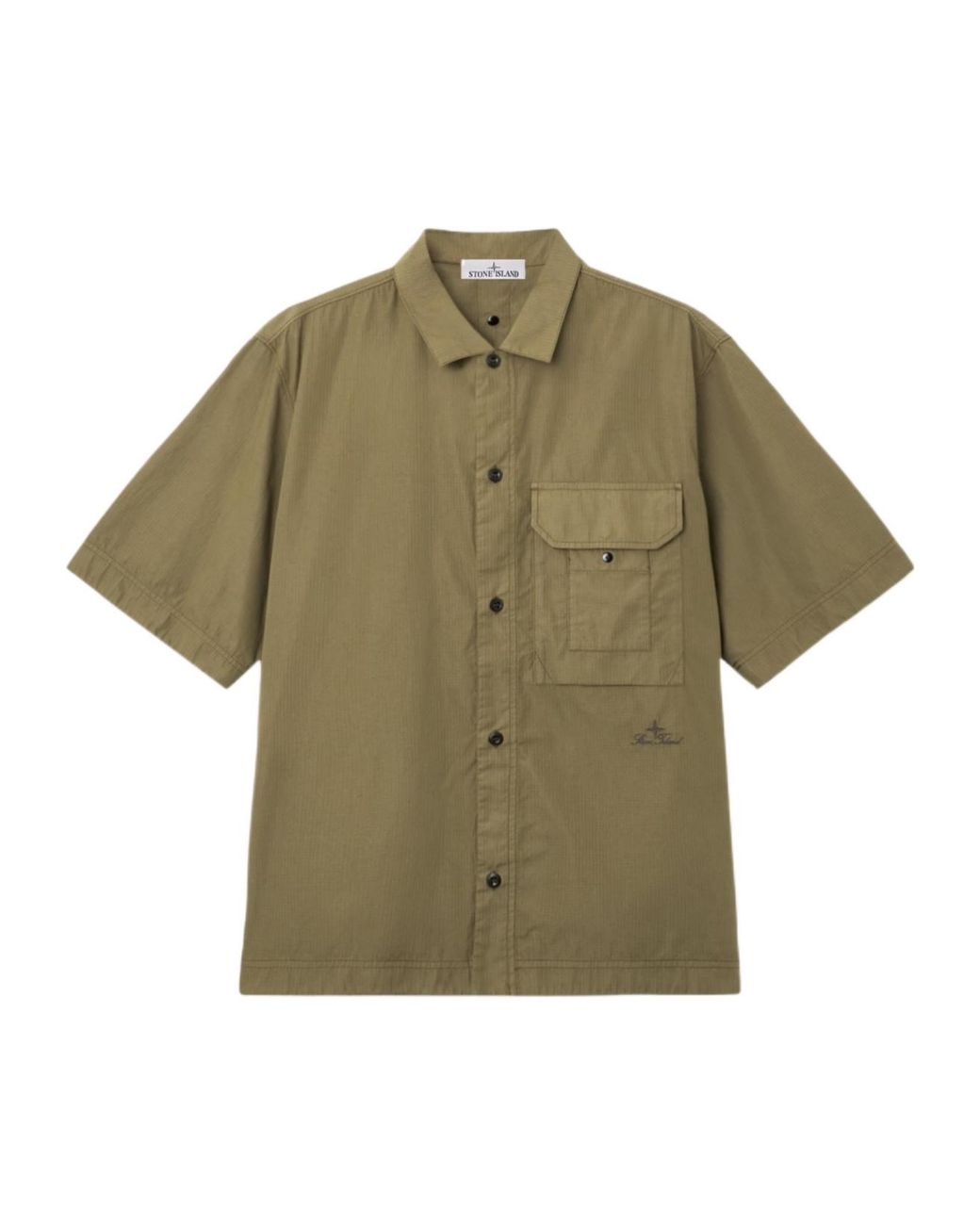 Stone Island Green Buttoned Patch Pocket Shirt for men