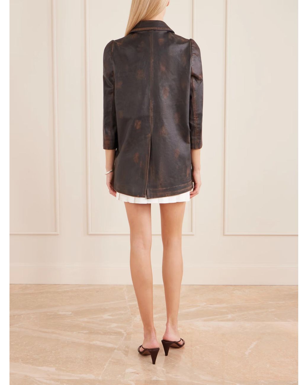 ShuShu/Tong Brown Lapel Leather Jacket