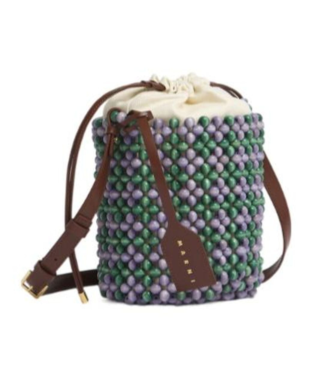 Marni Green Beaded Bucket Bag