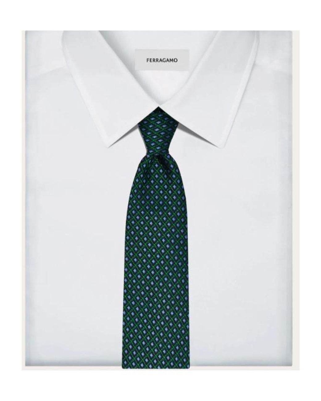 Ferragamo Green Jacquard Tie for men