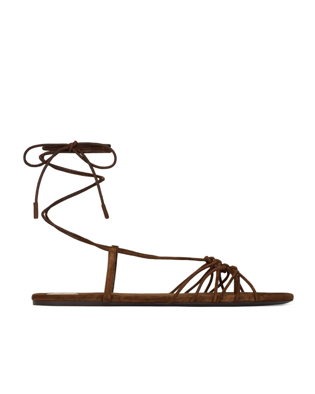 Saint Laurent Metallic Babylone Lace-Up Strappy Sandals