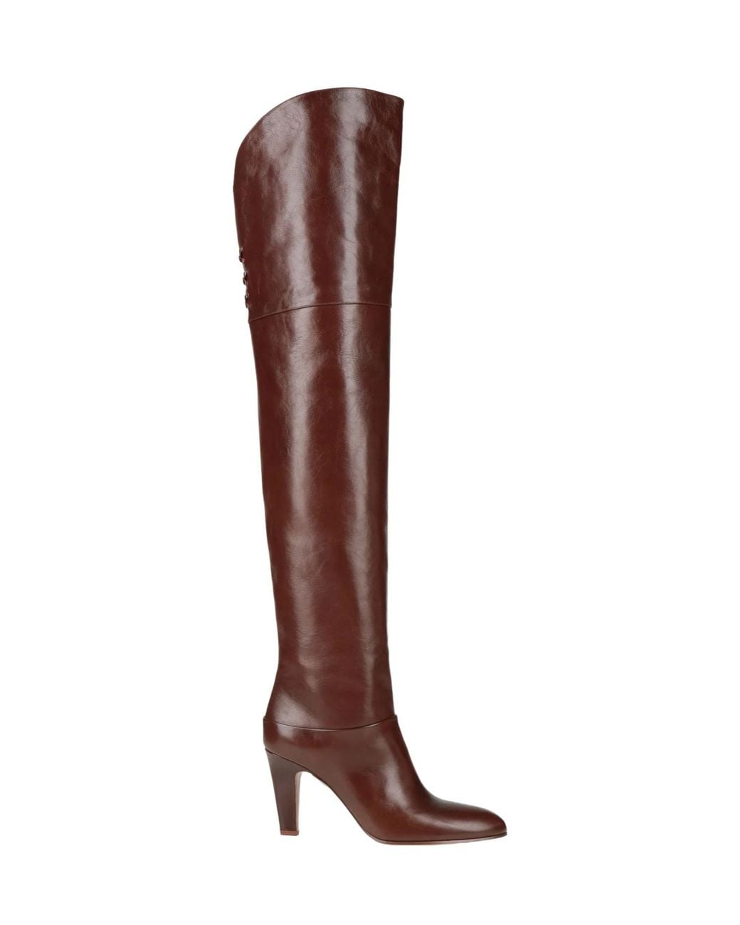 Chloé Brown Solid-Colored Tall Leather Boots