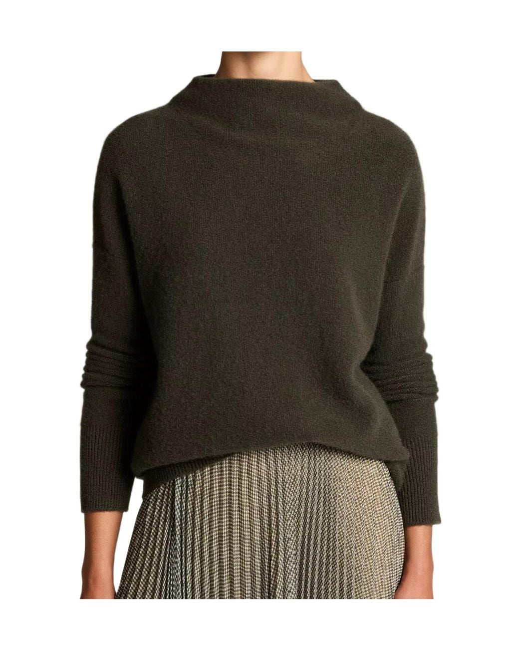 Vince Green Plush Cashmere Funnel-Neck Sweater