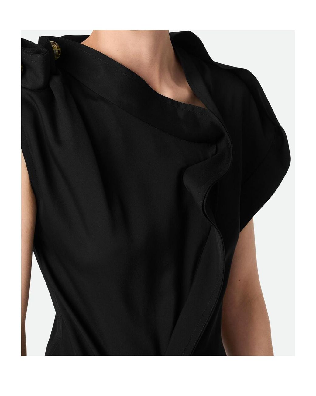 Bottega Veneta Black Fluid Viscose Piercing Dress