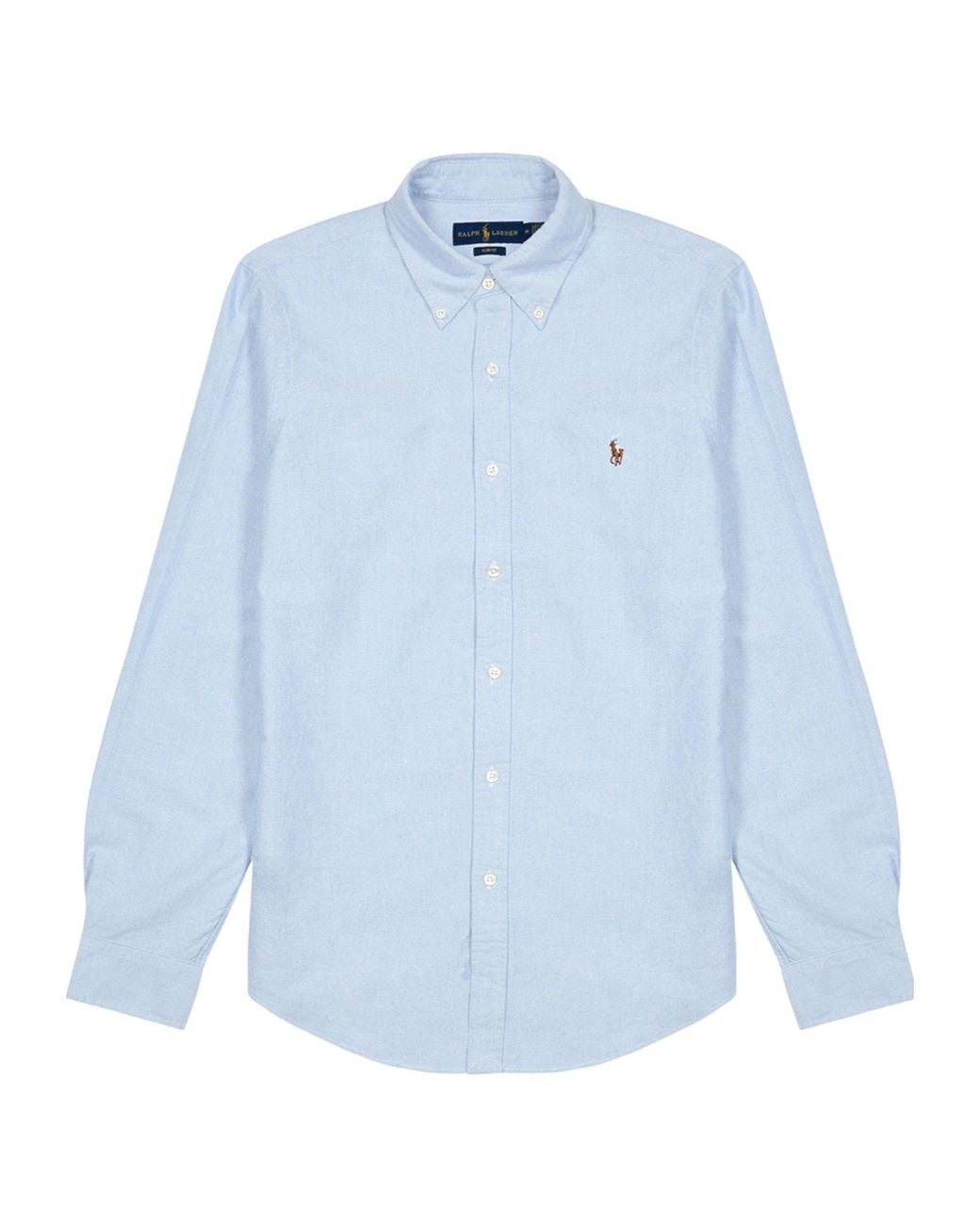 Polo Ralph Lauren Blue Fitted Oxford Cotton Shirt for men