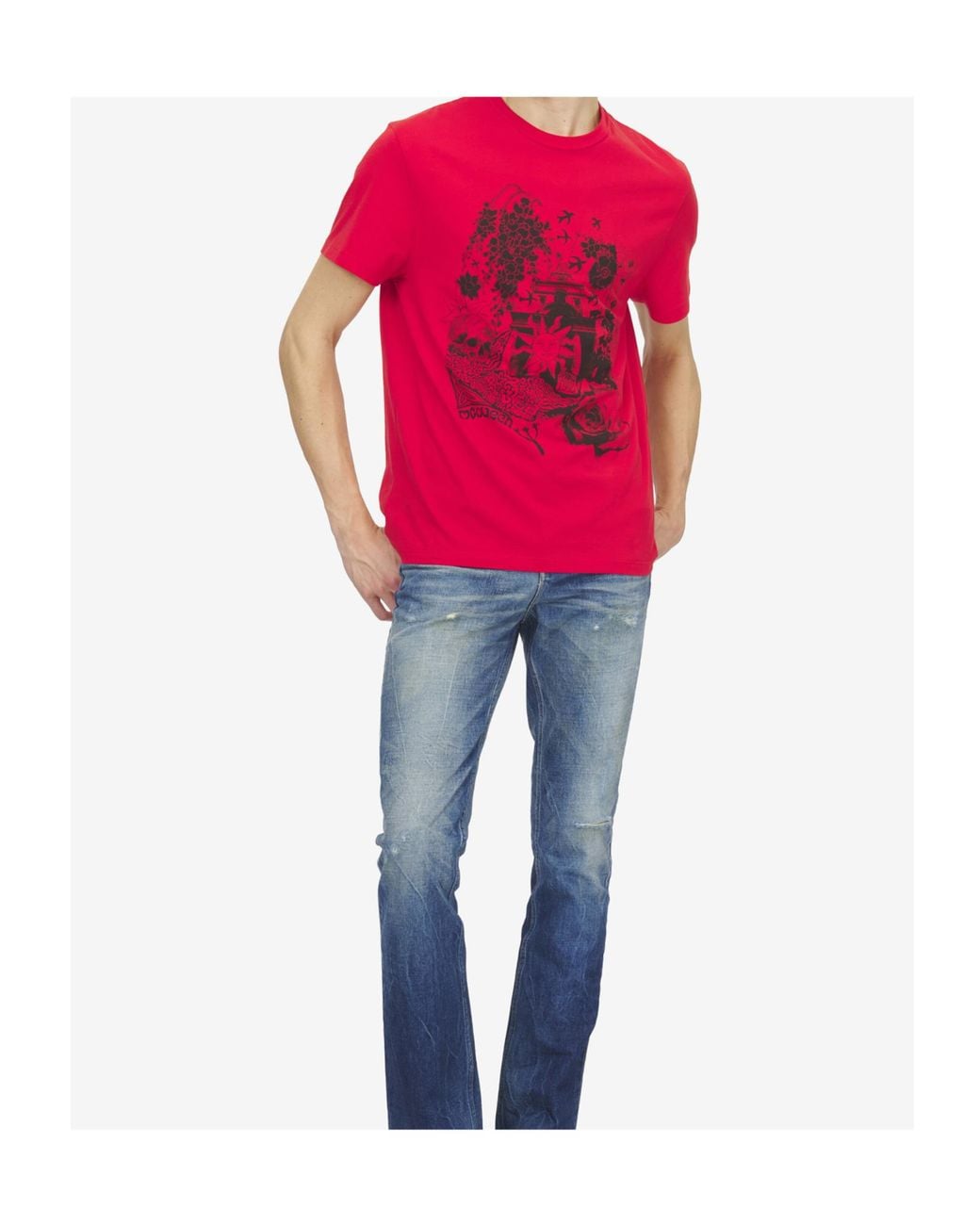 McQueen Red Graphic Printed T-Shirt for men