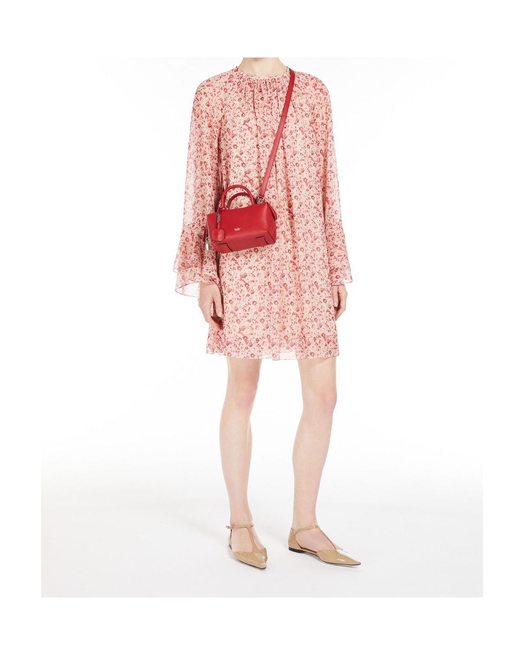 Max Mara Red Printed Georgette Dress
