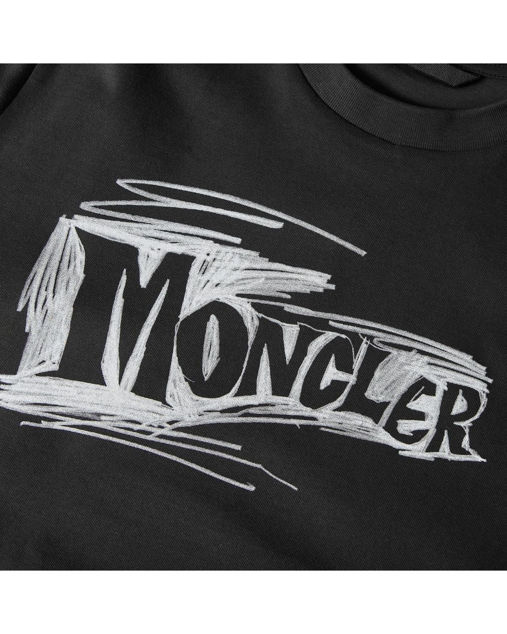 Moncler Black Printed Logo T-Shirt for men