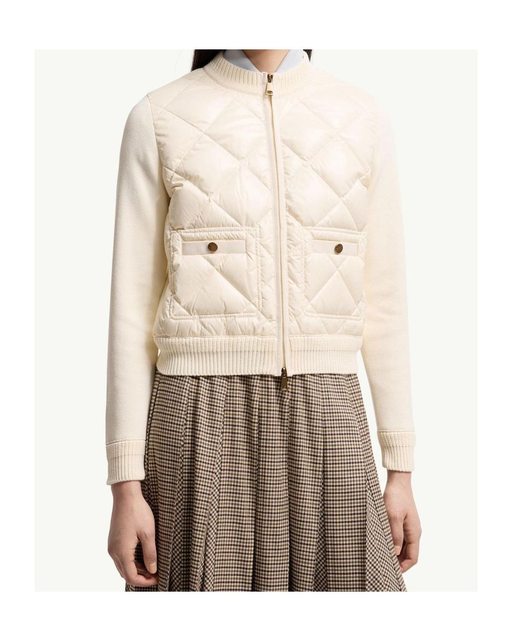 Moncler Natural Logo Patch Padded Cardigan