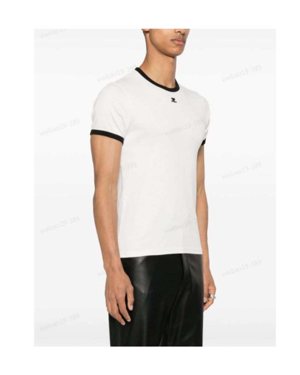 Courreges White Courrèges Contrast Crewneck Straight Hem T-Shirt for men