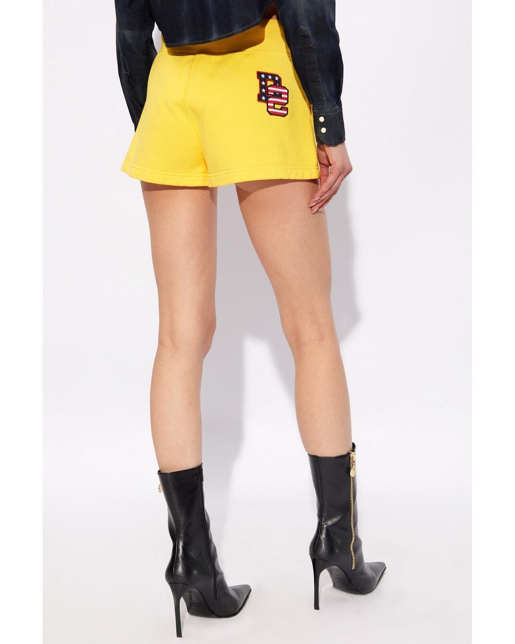 DSquared² Yellow Logo Patch Drawstring Shorts