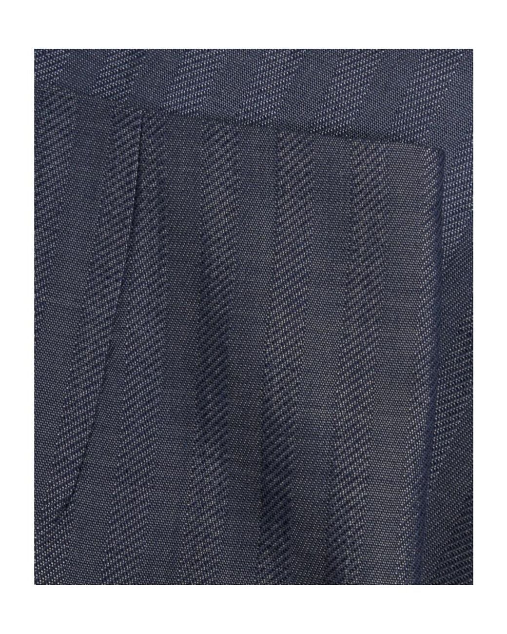 Etro Blue High-Waist Striped Midi Pencil Skirt