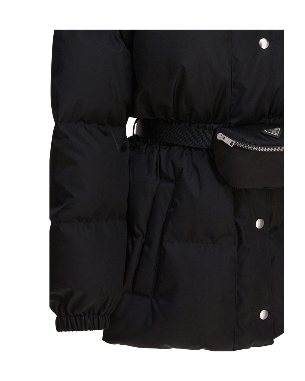 Prada Black Belted Hooded Down Jacket