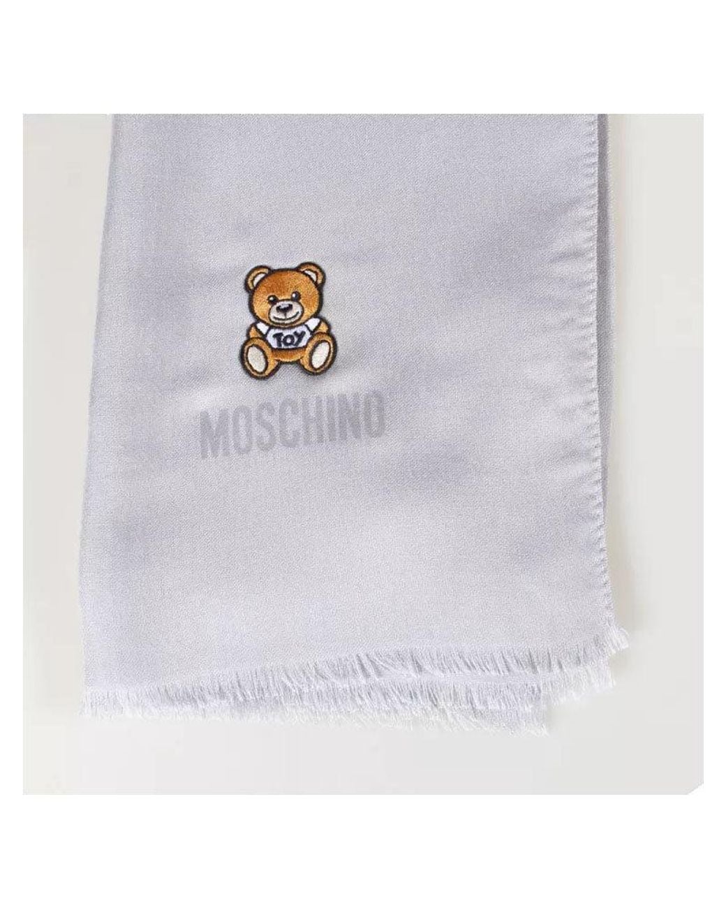 Moschino White Teddy Motif Scarf for men
