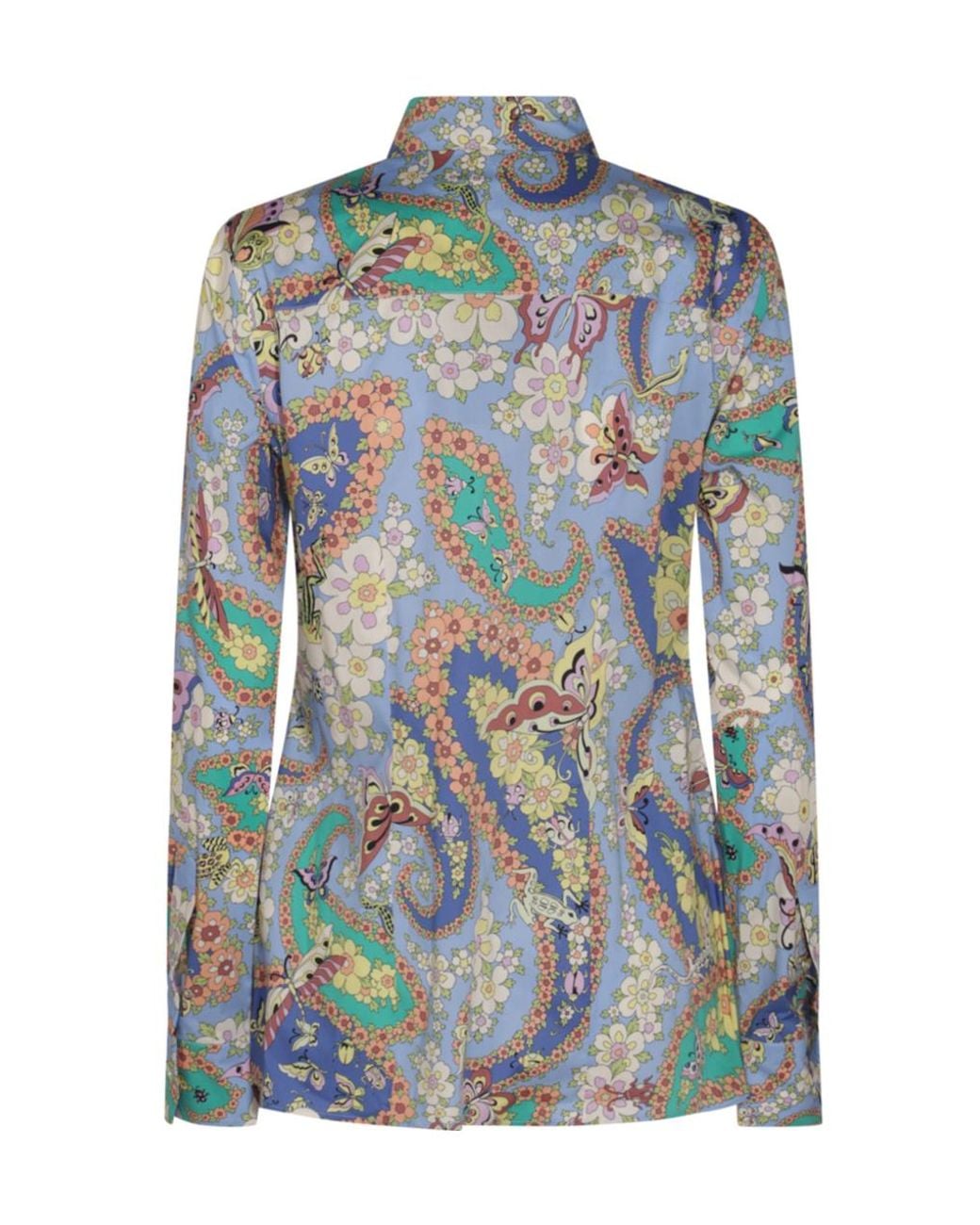 Etro Blue Paisley Printed Long-Sleeved Shirt
