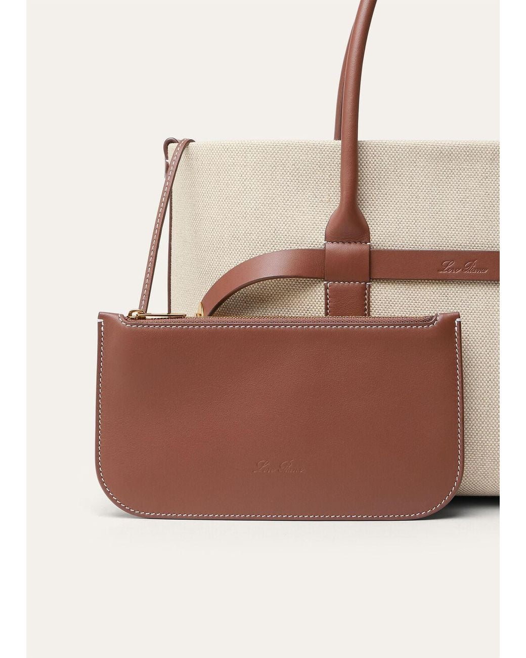 Loro Piana Natural Logo Embossed Shopping Bag