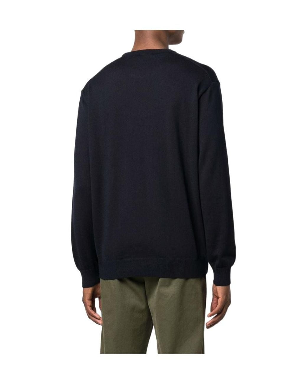 Paul & Shark Blue Embroidered Logo Virgin Wool Sweater for men