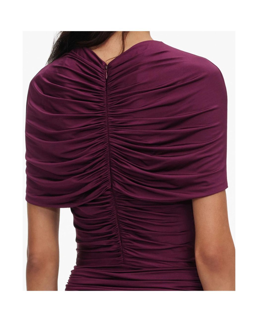 Self-Portrait Purple Knitted Pleated Midi Dress