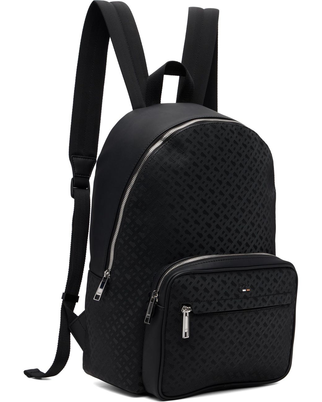 Boss Black Embossed-Pattern Backpack for men