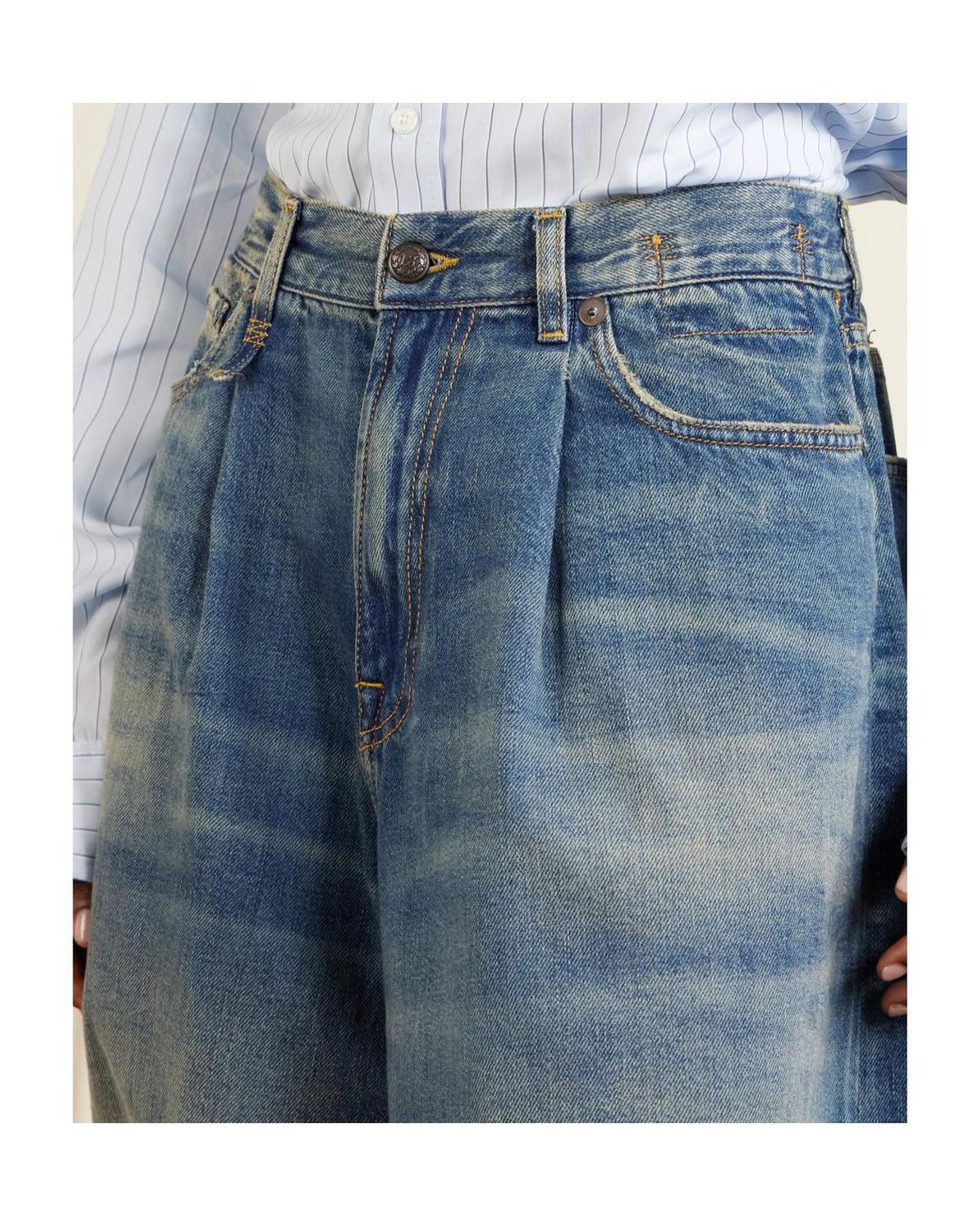 R13 Blue Denim Shorts