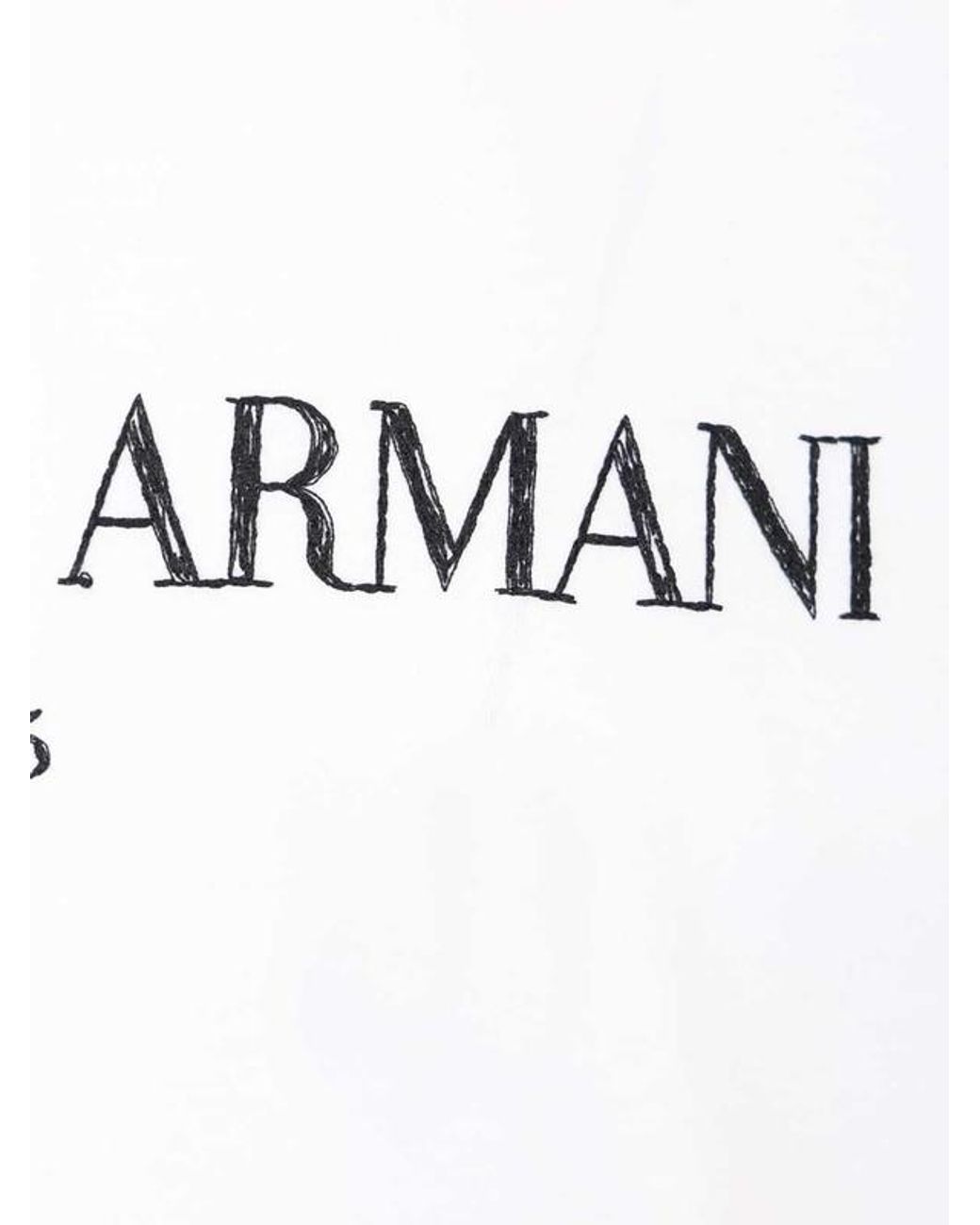 Giorgio Armani White Logo Printed Crewneck T-Shirt for men