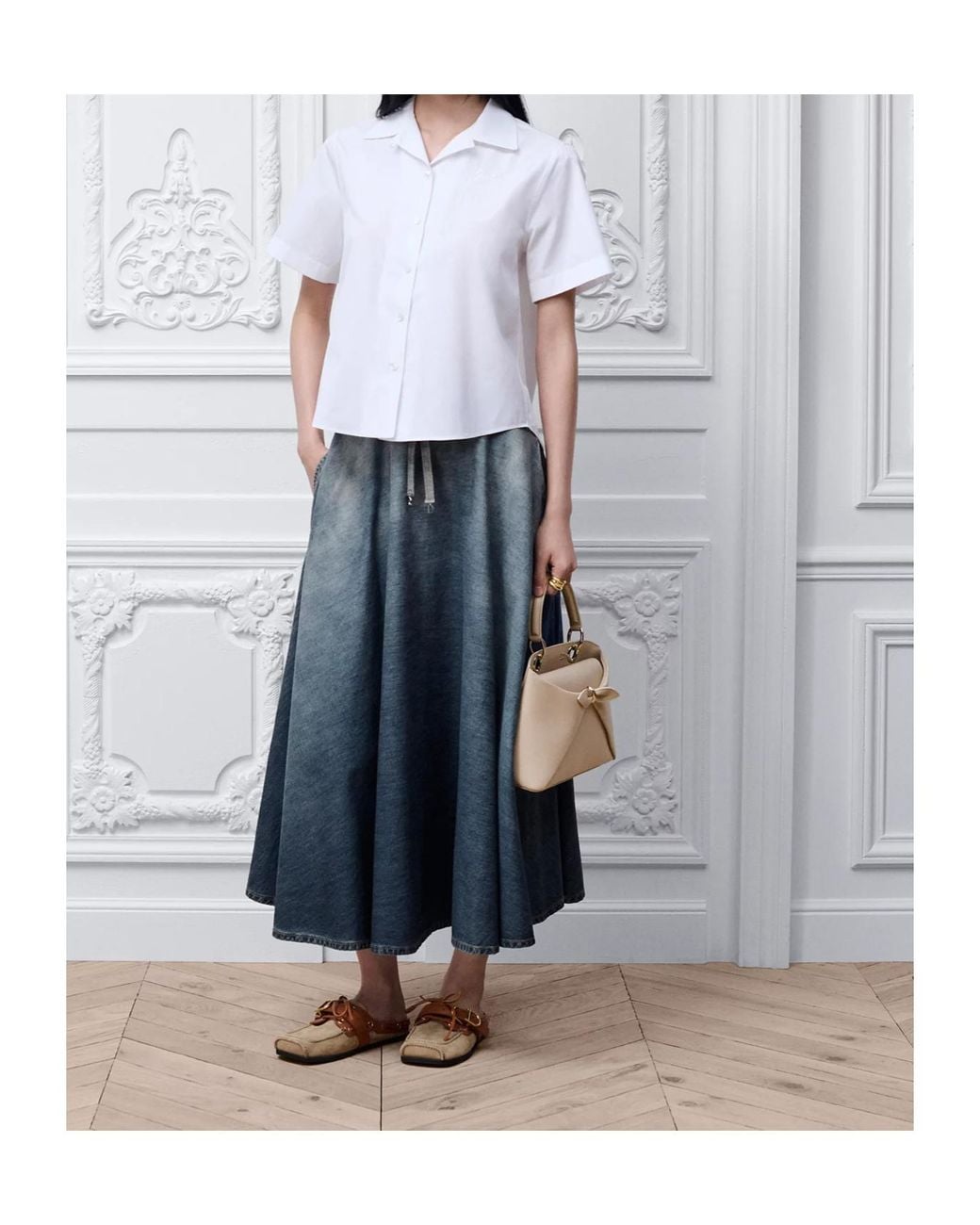 Dior Blue Mid-Length Belted Skirt