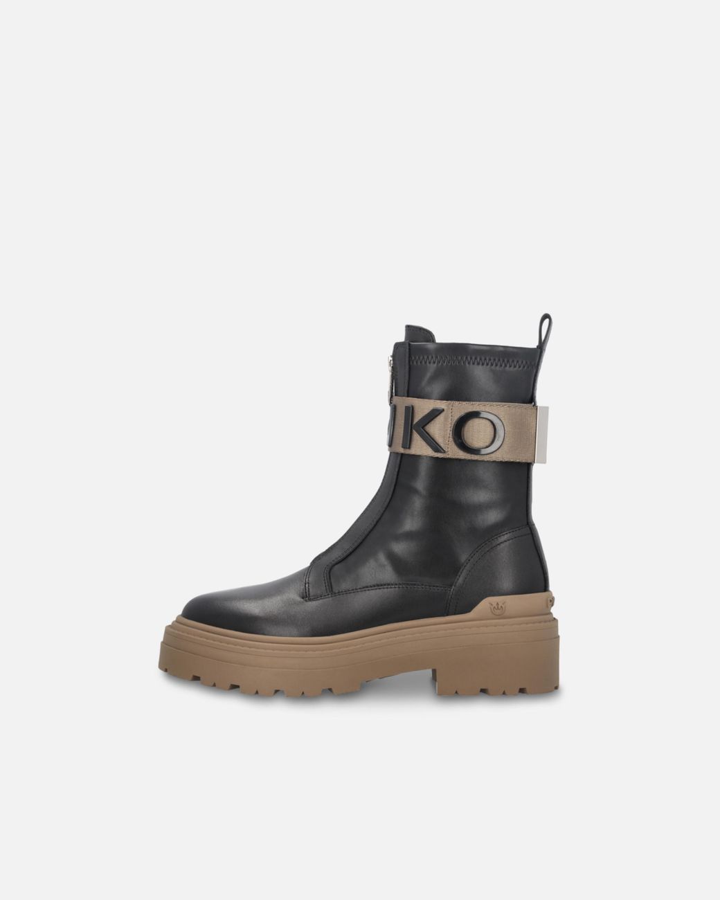 Pinko Black Logo Detailed Zipped Ankle Boots