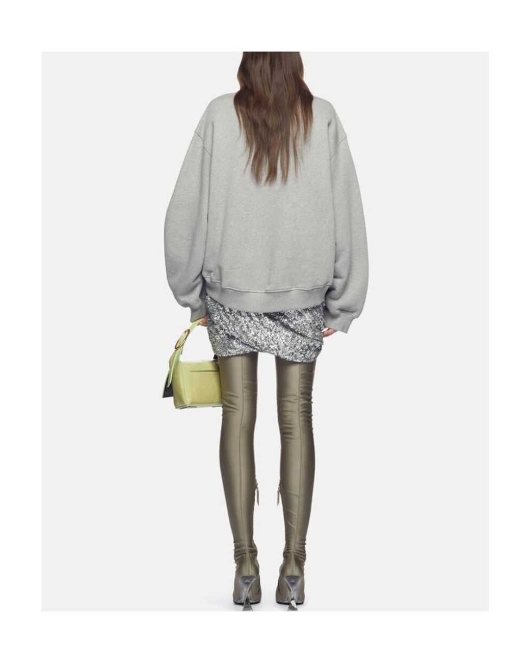 The Attico Gray The All-Over Sequinned Mini Skirt