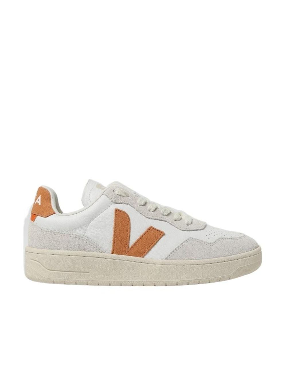 Veja White V-90 Lace-Up Sneakers