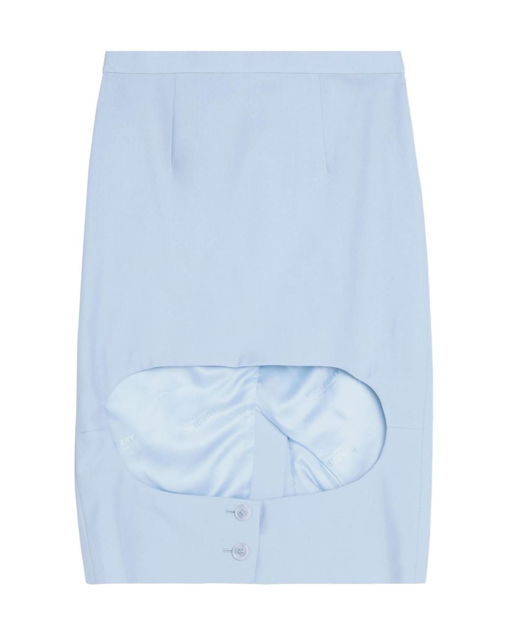 Burberry Blue Solid Color Wool Midi Skirt