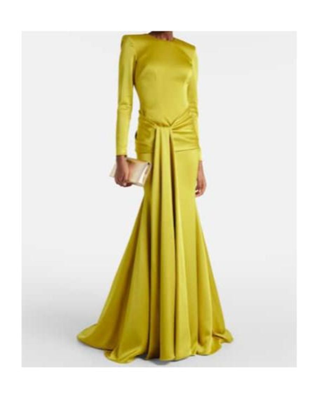 Alex Perry Yellow Draped Belt Satin Crepe Dress