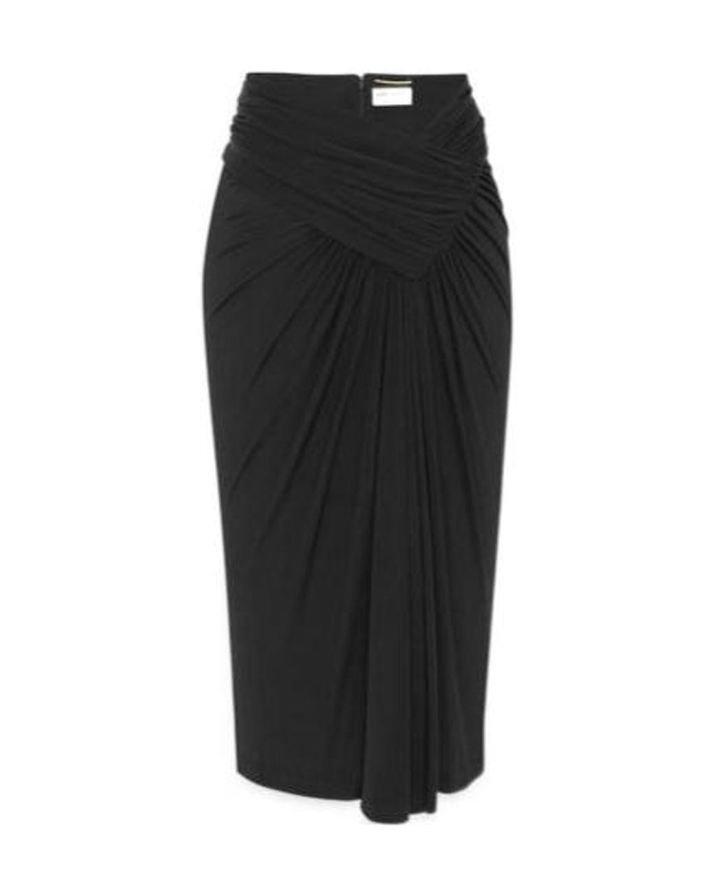 Saint Laurent Black Draped Pencil Skirt